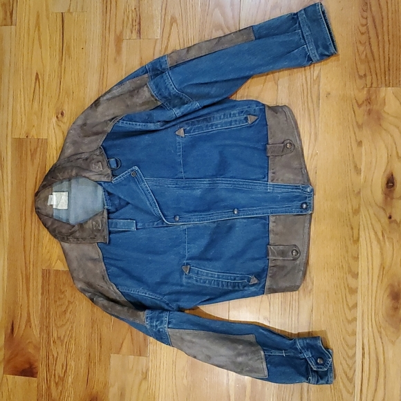 Vintage Size 44 Jean Jacket with Leather - Picture 1 of 2